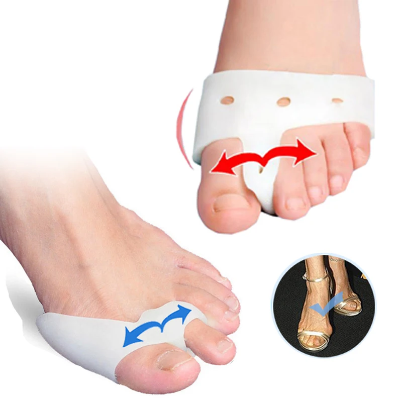 

4Pcs=2Pair Toe Separator Hallux Valgus Bunion Corrector Bone Thumb Straightener Metatarsal Pads for Feet Pain Relief Foot Care