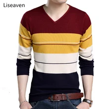 Liseaven пуловеры мужские трикотажные с v-образным вырезом Pull Homme мужские свитера мужские Лоскутные Свитера