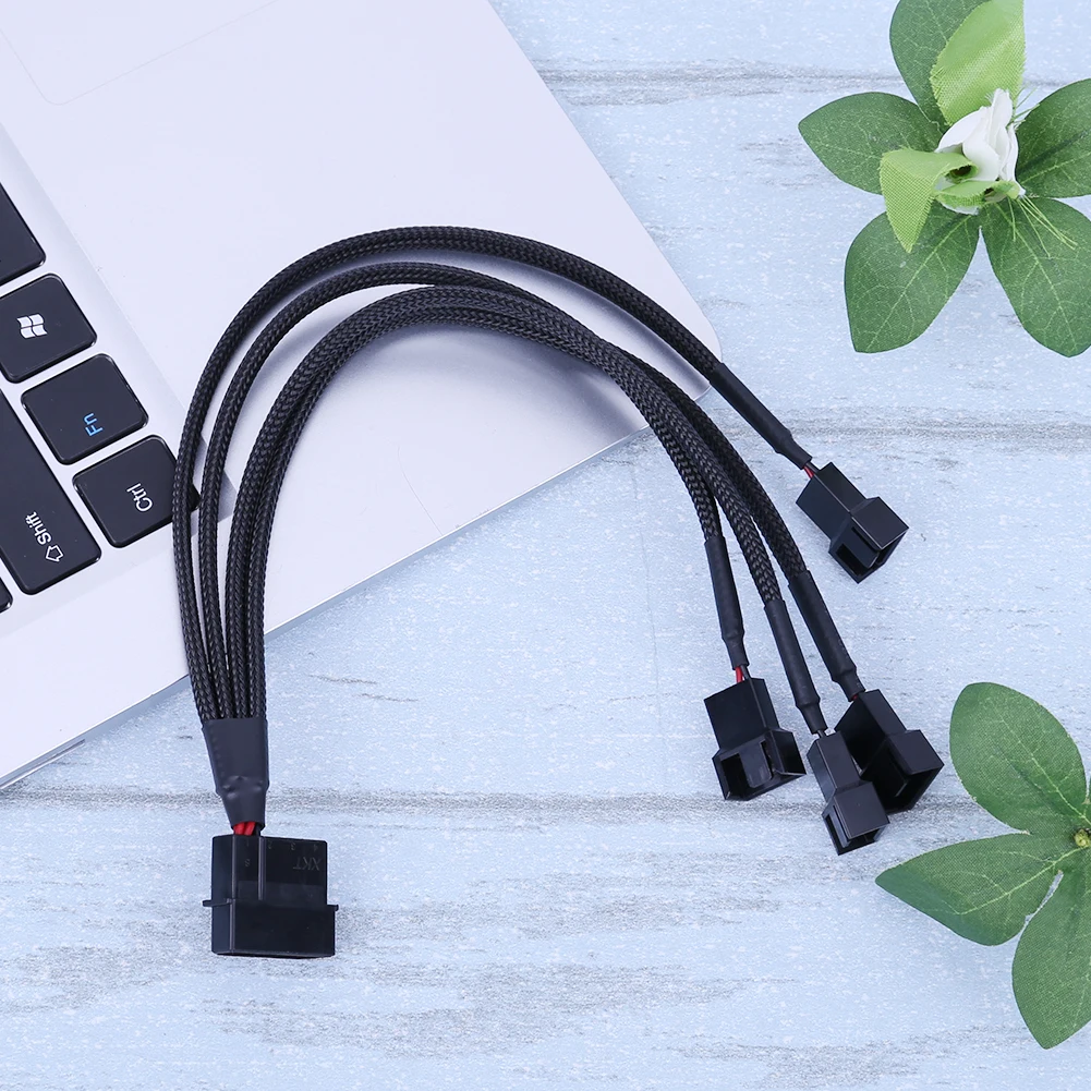 Fan Cable Splitter Power Cable 12V 27cm 4pin IDE Molex To 4-Port 3Pin/4Pin Cooler Cooling Fan Splitter Power For Computer
