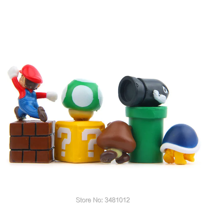 Super Mario Bros Game Scene Blocks Mini PVC Action Figures Koopa Troopa Toad Miniatures Mushroom Anime Figurines Dolls