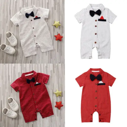 

2019 New Pudcoco Newborn Infant Baby Boy Christening Wedding Party Romper Short Sleeve Jumpsuit Popualr Little Gentleman Outfits