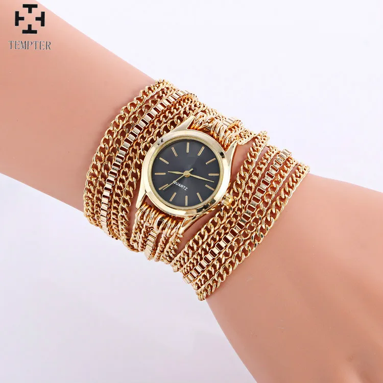 Прямая, браслет с золотой цепочкой, часы для женщин, золотые модные часы, женские повседневные часы, Relogio Feminino Orologio Donna Reloj Mujer - Цвет: Черный