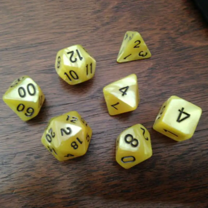 7 шт многогранные игральные кости с перламутровым эффектом D4, 6,8, 10,10%, 12,20 наборы игральных кубиков, ролевые Подземелья и Драконы