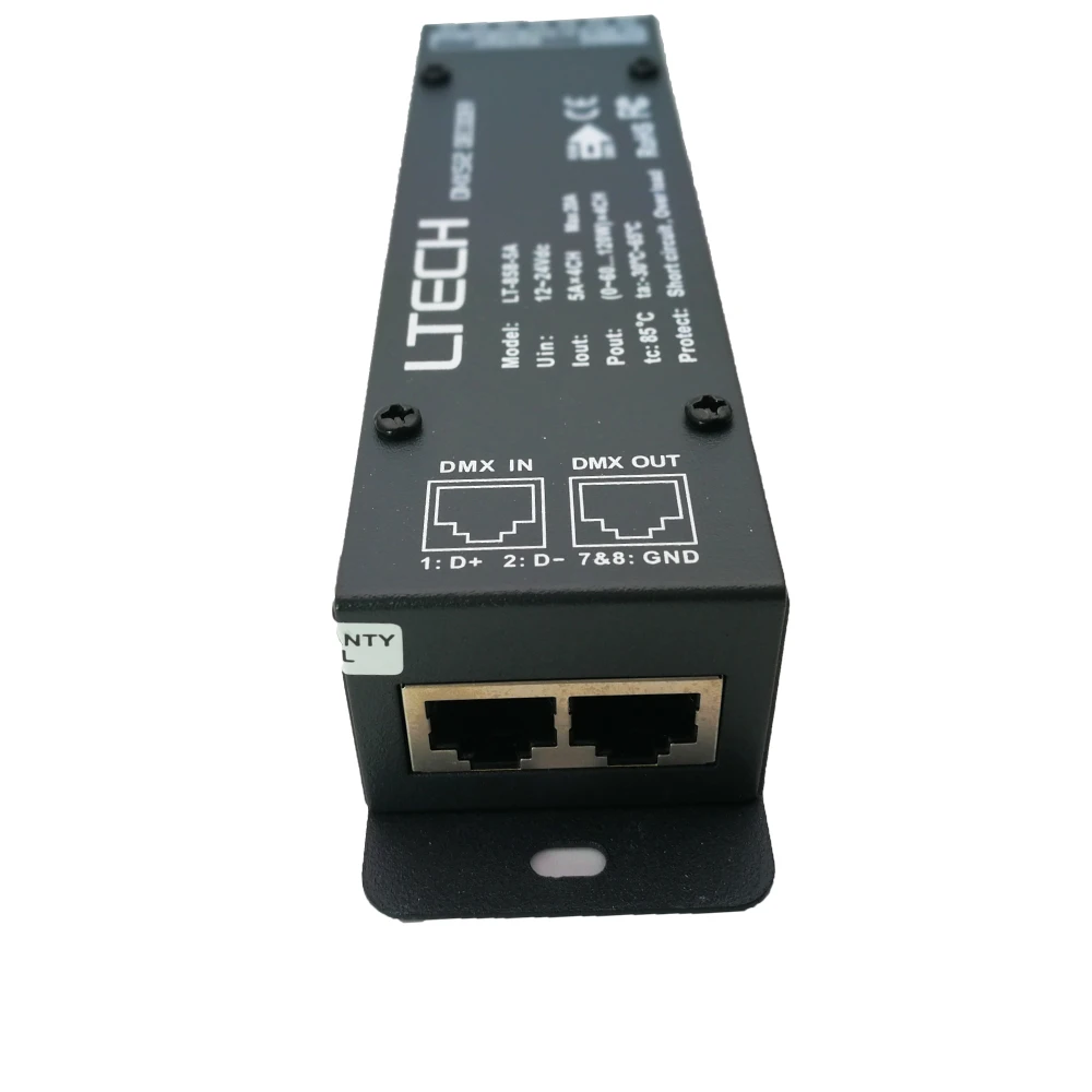 LT-858-5A DMX декодер 4CH CV RGBW полосы использования; DC12-24V в 5A* 4CH Max 20A RJ45 выход 0- яркость различные изменения