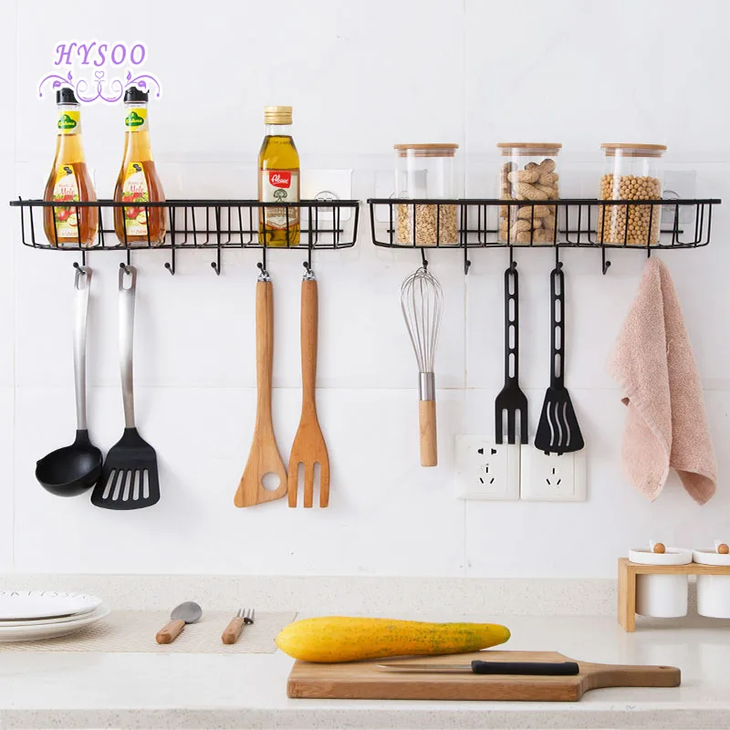 

Iron Walled Storage Basket Kitchenware Free Punching Tile Shelf