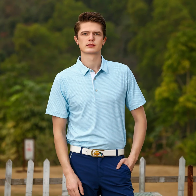 EAGEGOF Мужская футболка для гольфа с коротким рукавом мужская одежда для гольфа, не железная, деловая одежда для гольфа Обычная клетчатая спортивная одежда vs descente одежда для гольфа