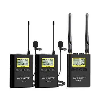 

K&F Concept Cm-10 Uhf 100M Professional Wireless Microphone System Receiver +2 Transmitter For Dslr Camera Camcorder Video Mic