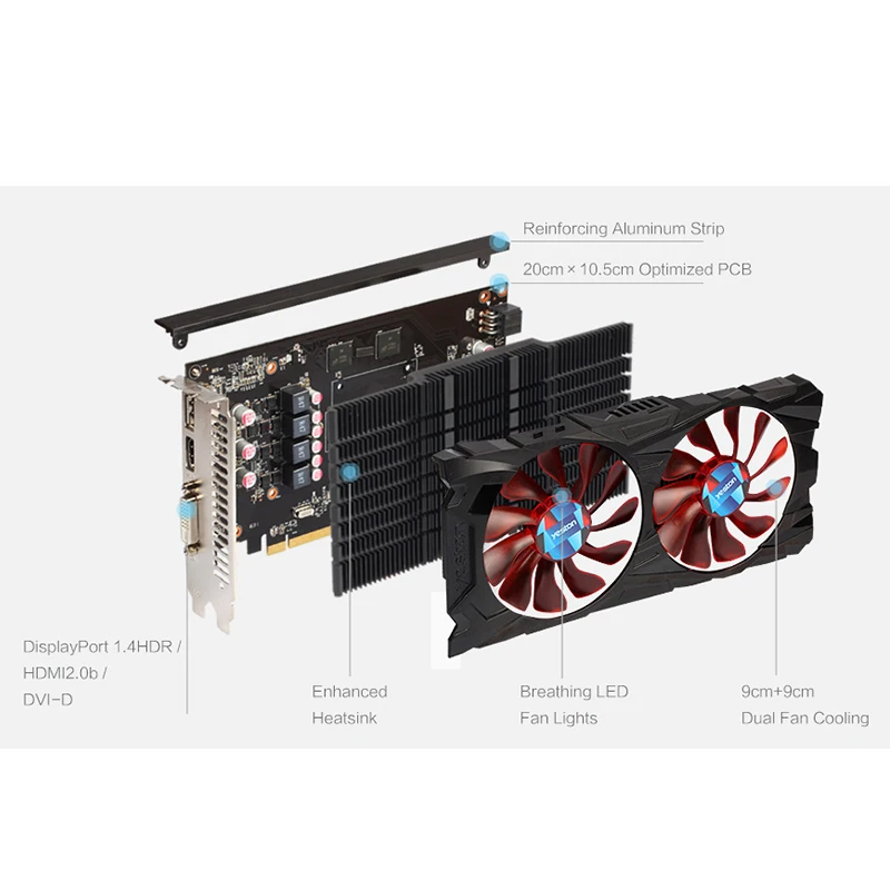 Yeston Radeon RX 560 GPU ГБ GDDR5 128bit игровой настольный компьютер PC Видео видеокарты