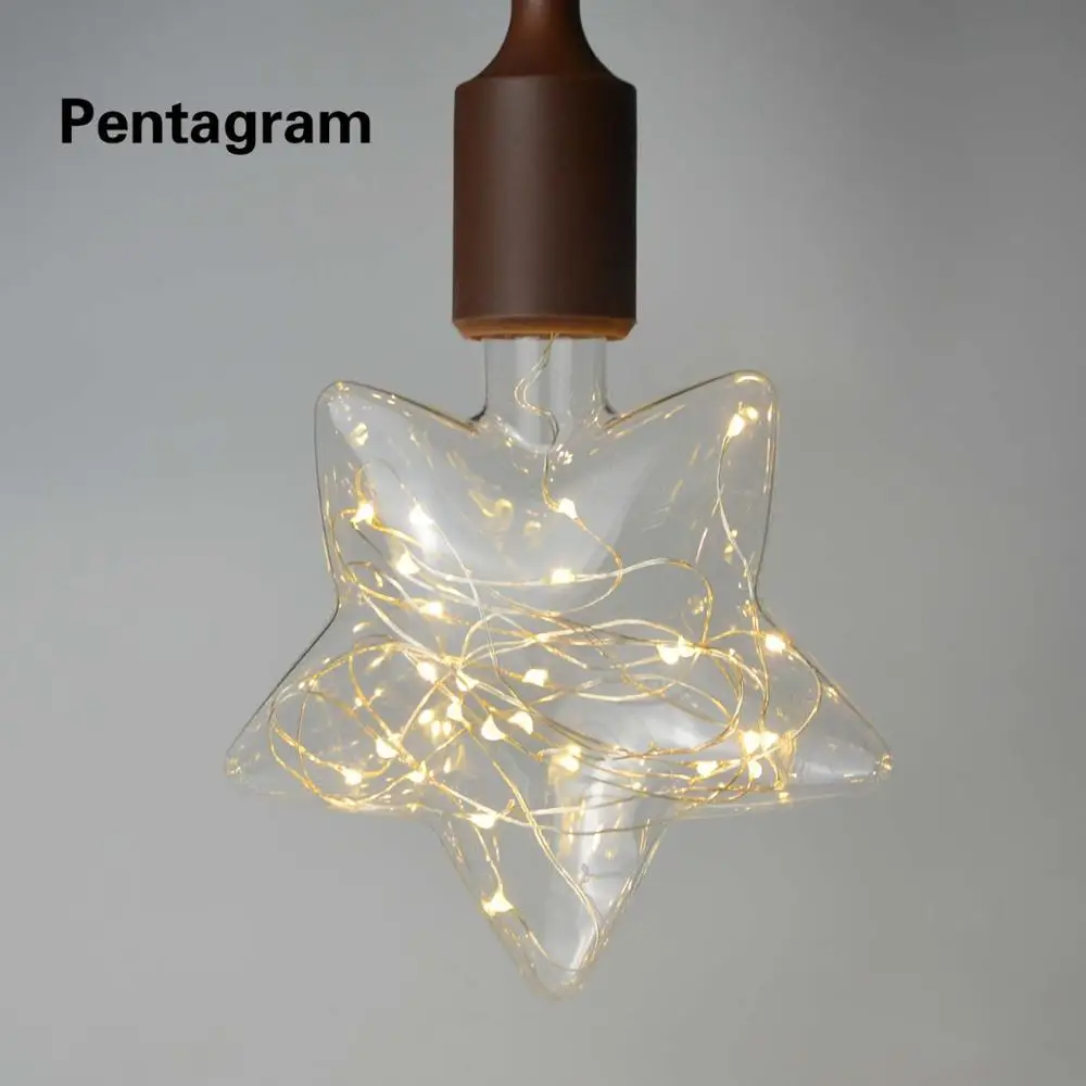 E27 110 В 220 В Ретро лампа Эдисона 3D светодиодный светильник медный струнный светильник s G80 G95 G125 ампульная винтажная лампа накаливания - Цвет: Pentagram Warm