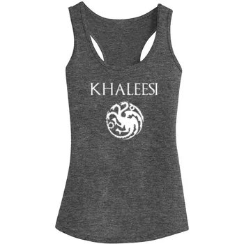 

Womens Khaleesi House Targaryen Fitness Workout Racerback Tank Tops - Heathered Grey