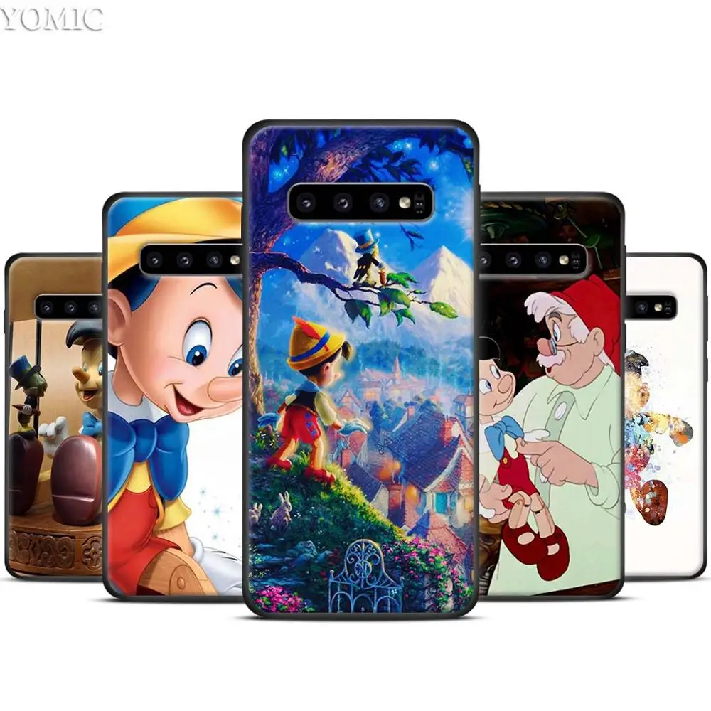 

Pinocchio Black Silicone Case for Samsung Galaxy S10 S10e S8 S9 Plus S7 A40 A50 A70 Note 8 9 Soft Cover Case