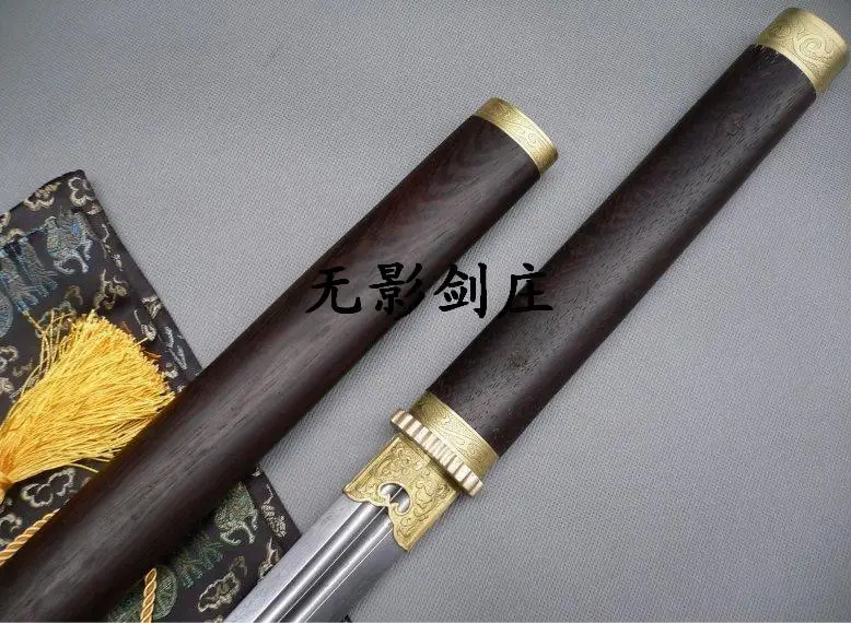 S3924 BROWN ROSEWOOD PATTERN WELDING DAMASCUS NINJA SWORD BRASS FITTINGS 42