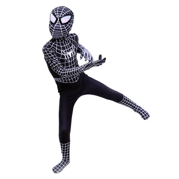 

New Kids Venom Black Spiderman Costume For Boys Superhero Spandex Halloween Cosplay Bodysuits Toddler Birthday Cosplay suit