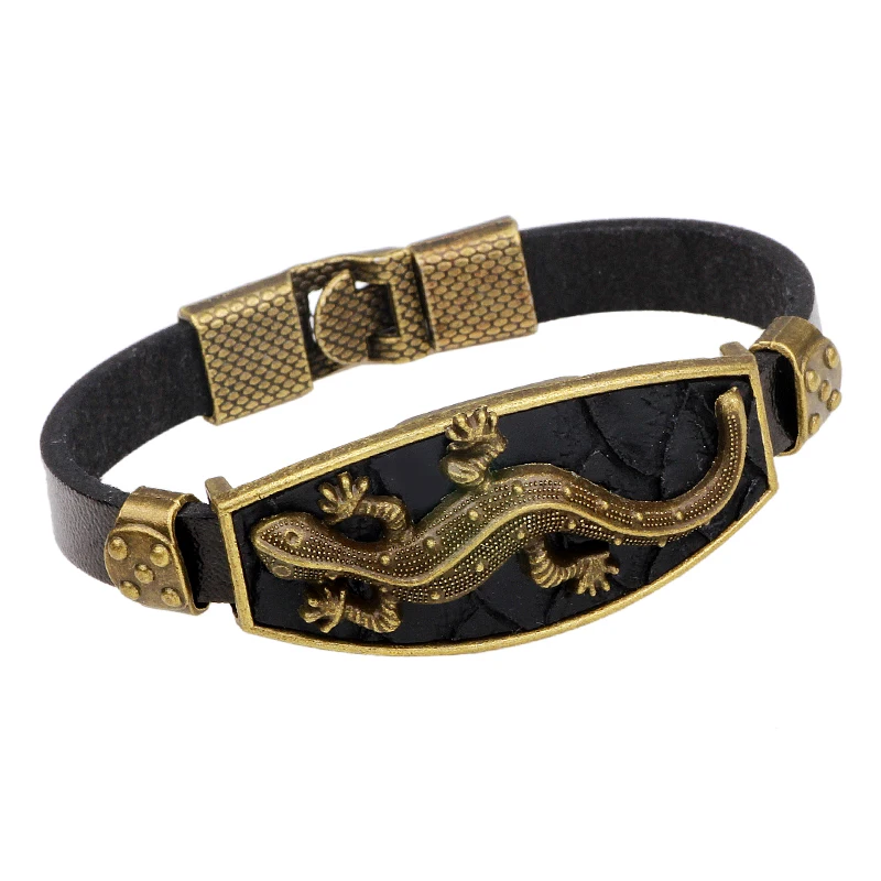 

Fashion Lizard Women Leather Bracelet Charming Metal Animal Bracelets Bangles Black Red Alloy Bangles Jewelry Wholesale