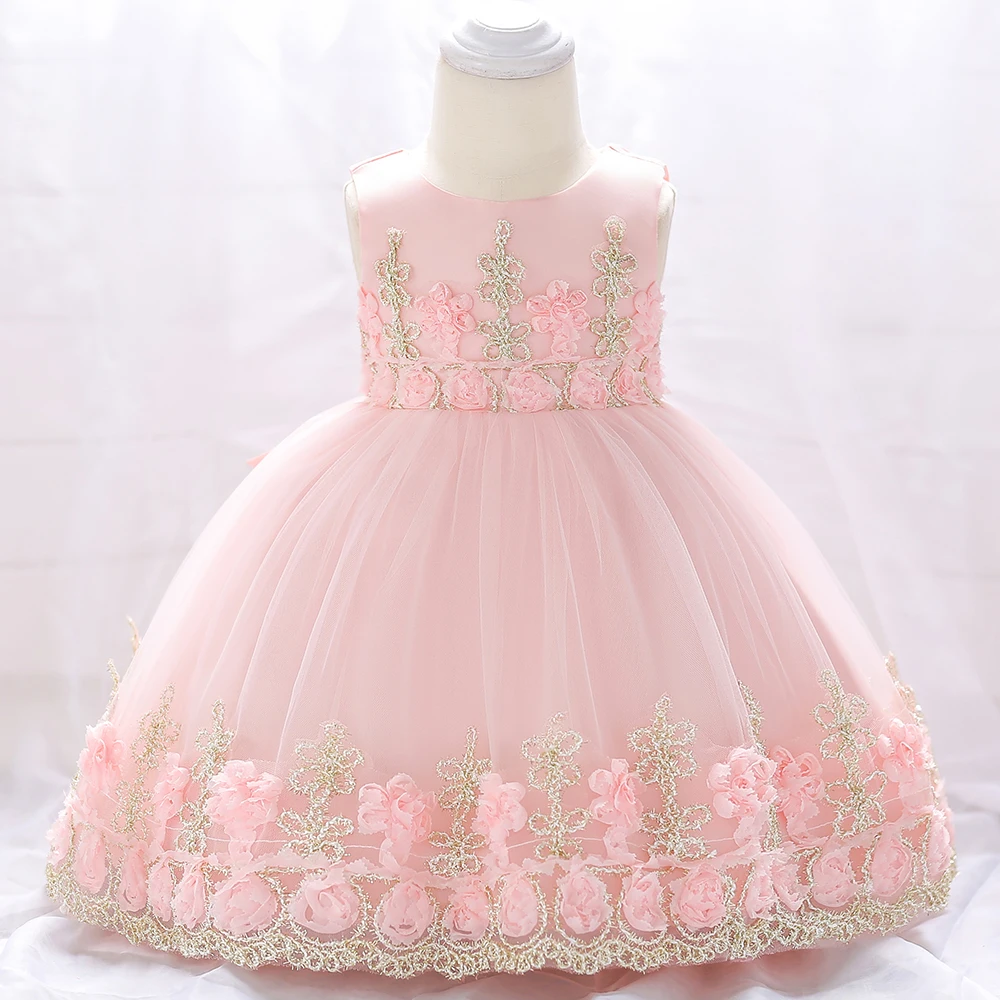 Vestidos/крестильное платье для маленьких девочек, одежда для маленьких девочек, платье для малышей с вышивкой розы, платье для маленьких девочек, праздничный костюм для дня рождения