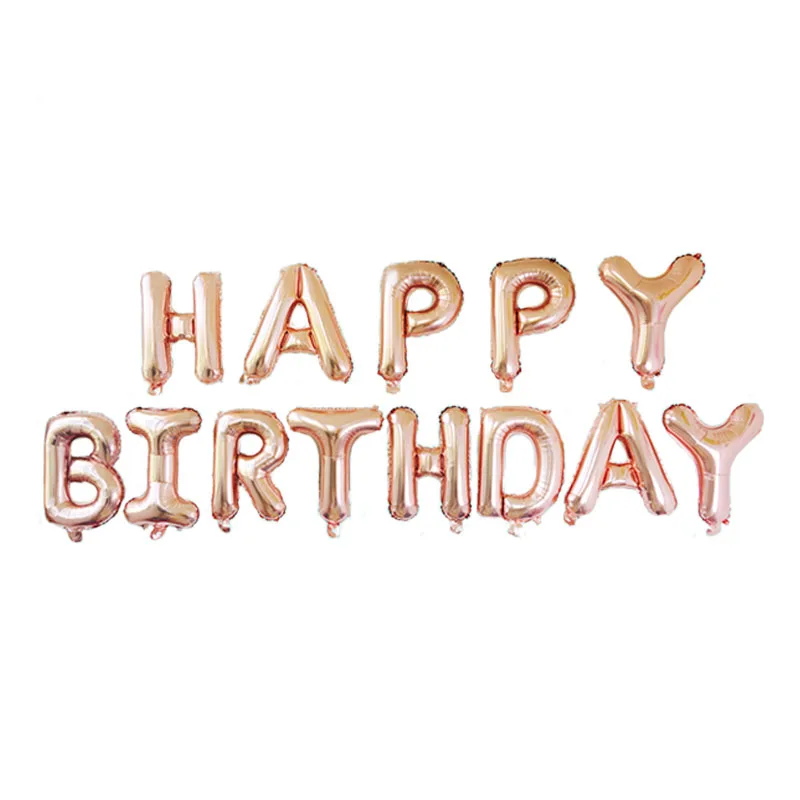 

Rose Gold Letter Happy Birthday Foil Balloons US version alphabet Birthday Party Decorations Kids Air Balloons Party Supplies