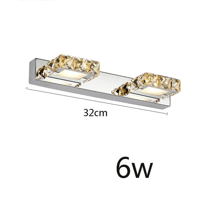 Круглый кристалл зеркало лампа 3 Вт/6 Вт/9 Вт/12 Вт Шампань/белый водонепроницаемый светодиодный настенный светильник 100-240 В ванная комната лампа из нержавеющей стали - Испускаемый цвет: B Type 2Head