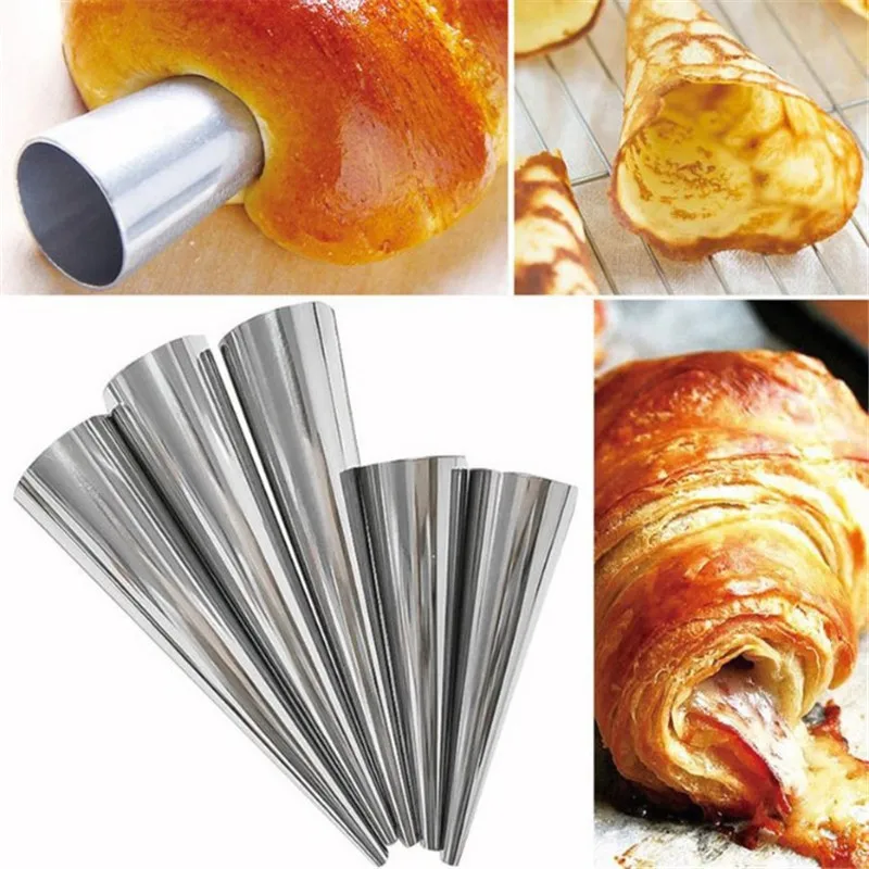 

5Pcs/lot DIY Baking Cones Horn Pastry Roll Cake Mold Spiral Baked Croissants Tubes Cookie Dessert Kitchen Baking Tool