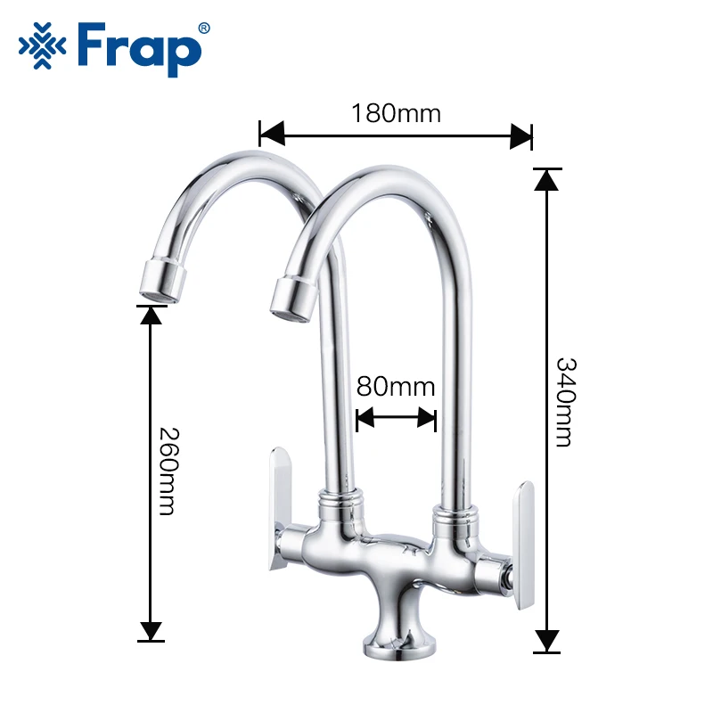 Frap Kitchen Faucet single cold water 304 Stainless Steel universal tube double pipe outlet faucet sink wall out of the rotation Frap Kitchen Faucet single cold water 304 Stainless Steel universal tube double pipe outlet faucet sink wall out of the rotation