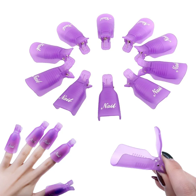 10 шт./лот Многоразовые Пластиковые Nail Art Soak Off cap Clip Cleanser UV средство для снятия гель-лака обёрточная бумага набор для удаления ногтей