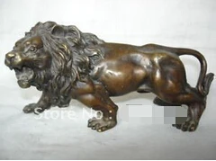 Изысканные коллекционные тибетские Бронзовая статуя льва