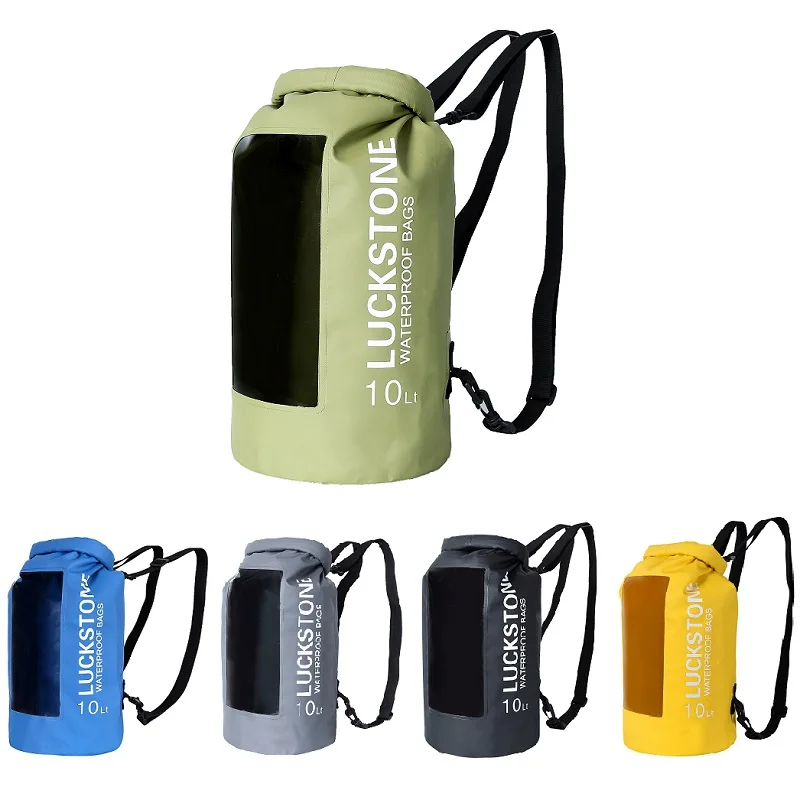 

Luckstone Camping Hiking PVC Dry Bag Ocean Pack Waterproof Backpack Rafting Bag Waterproof Bag For Mobile Phone With Window 10L