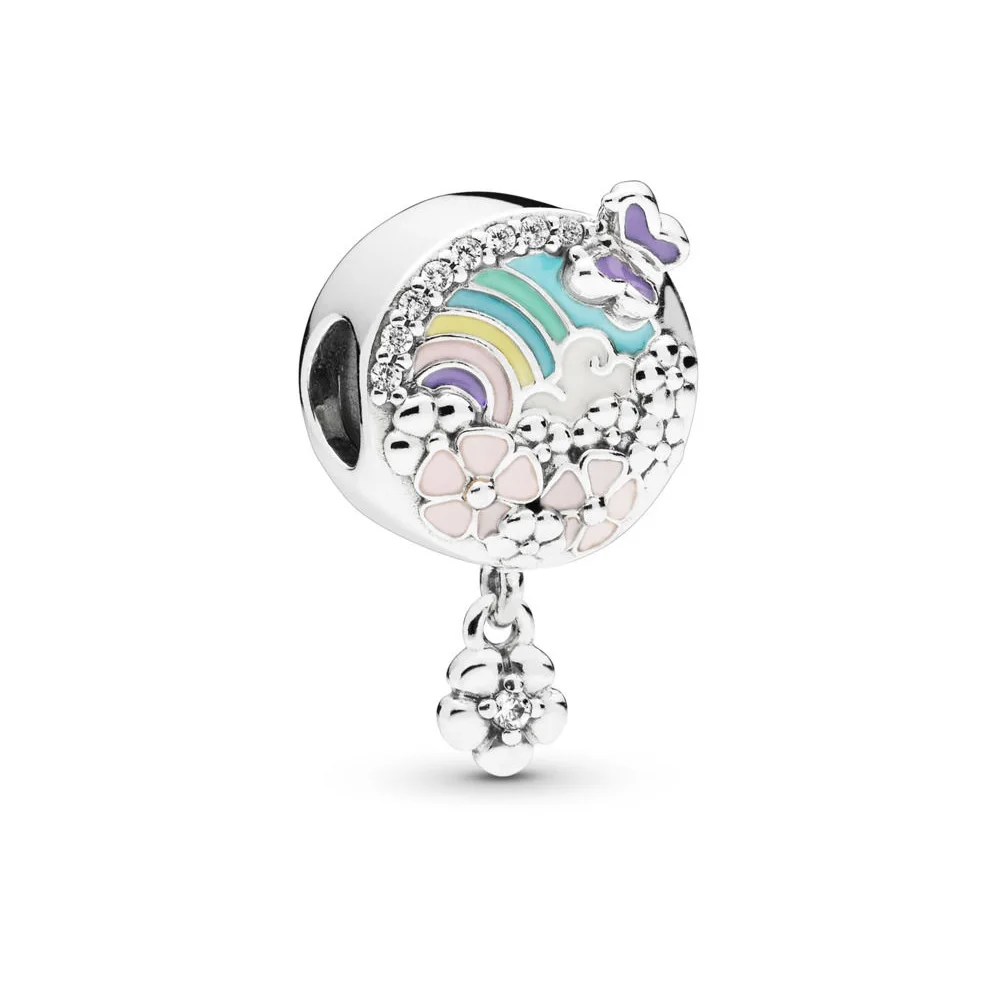 

2019 Spring Authentic 925 Sterling Silver Bead Flower Colour Story Charm Fit Original Women Pandora Bangle Bracelet Diy Jewelry