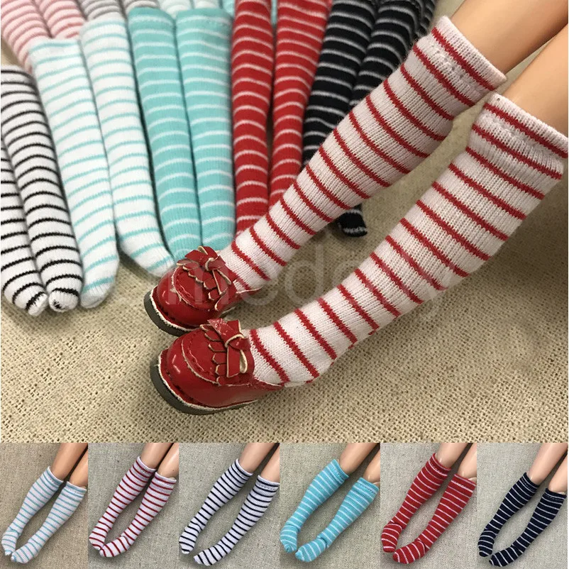 Stripe 1/6 ICY Blyth Knee Socks Stocking Suitable for Azone Momoko Barbies Pullip Licca 30cm Doll Clothes Accessories 1Pair