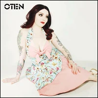 IHOT-Vintage-Halter-Dress-Bowknot-floral-printed-1950s-Rockabilly-Audrey-Garden-Picnic-Retro-Swing-Tea-Party