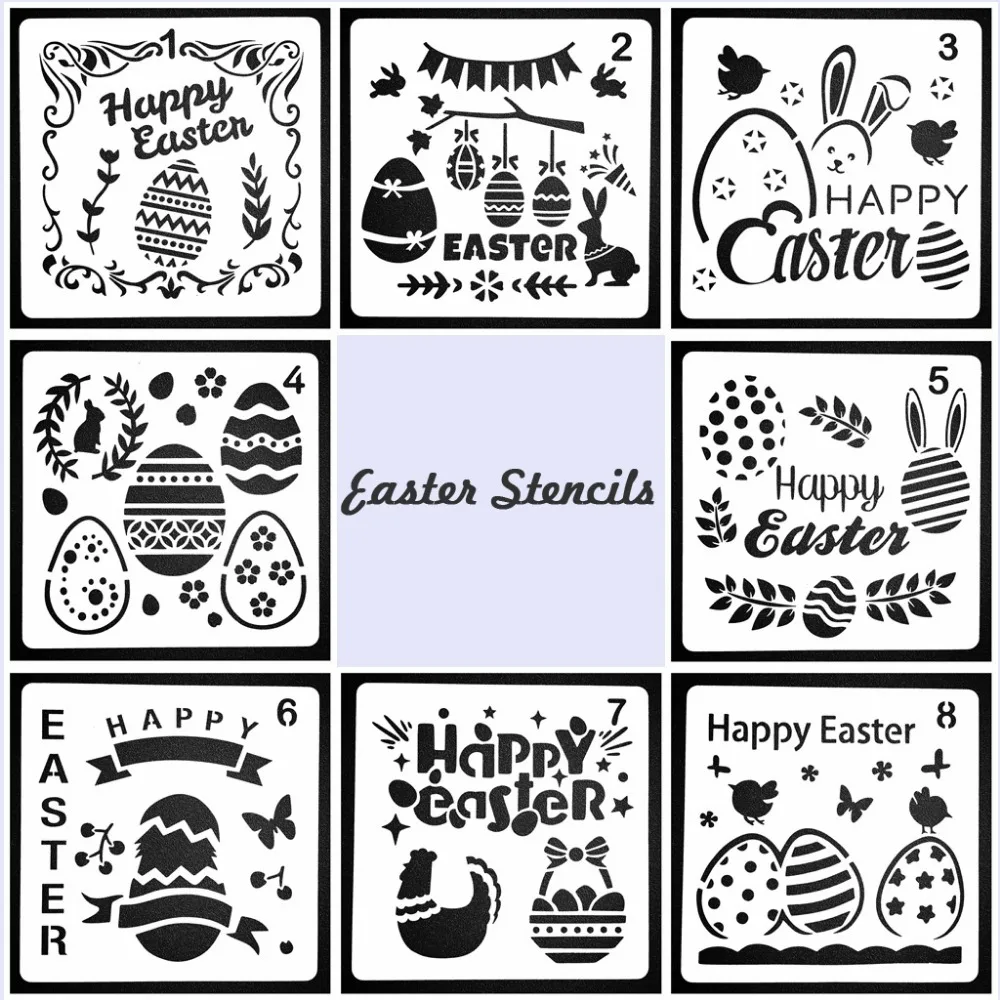 

2019 cute easter stencils 8 happy easter rabbit stencil templates soft plastic airbrush stencils craft