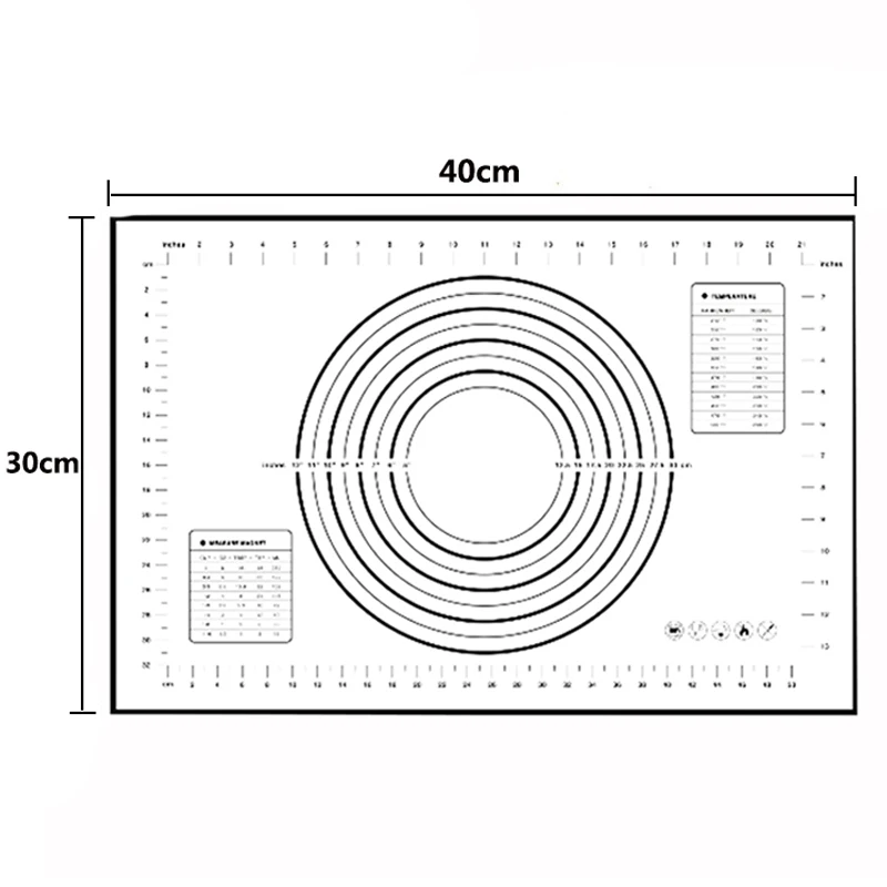 FHEAL силиконовые коврики для выпечки с антипригарным покрытием для духовки, раскатки теста, помадка, кондитерские изделия, коврики и вкладыши, формы для выпечки, кухонные инструменты для выпечки - Цвет: Black-30cmx40cm