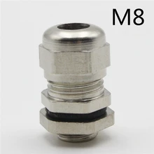 1 шт. M8* 1,25 никелевая латунь металл силикагель Водонепроницаемые кабельные сальники разъемы применяются к кабелю 2-4 мм