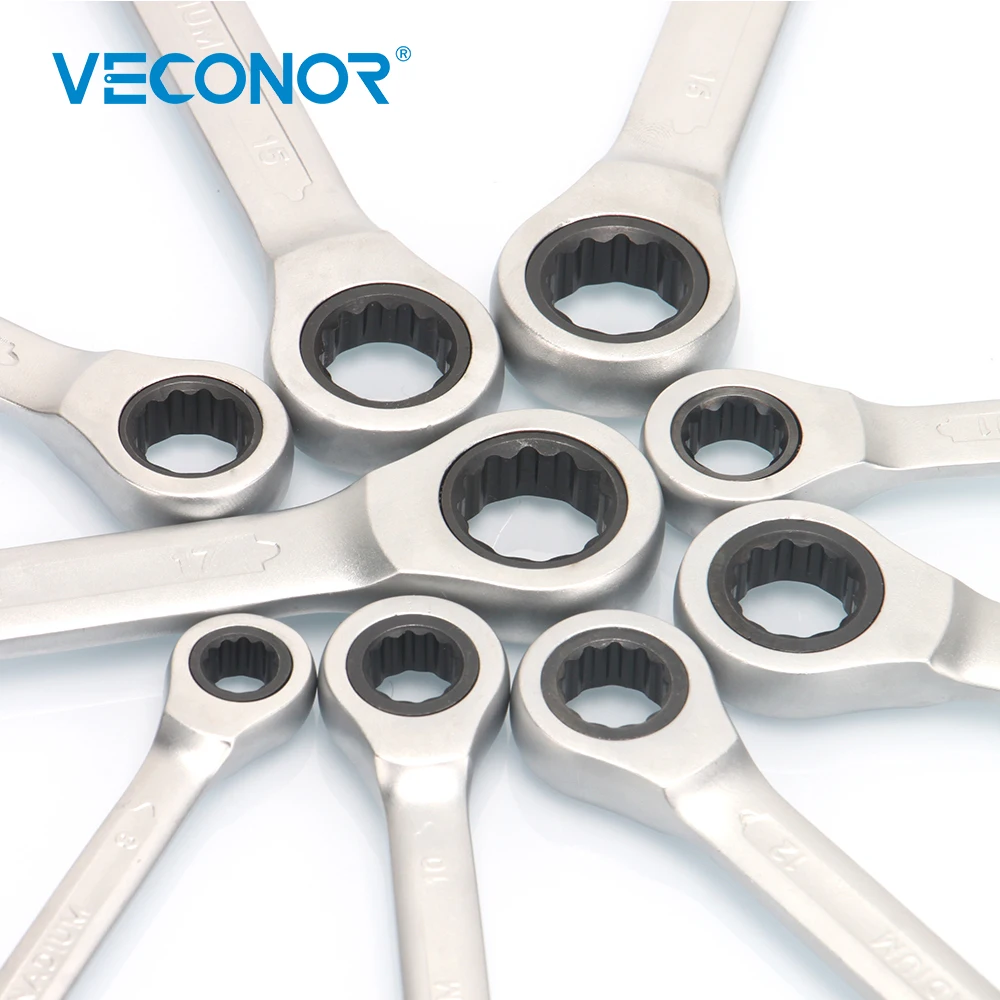 VECONOR 9 pieces combination ratchet wrench set ratcheting key wrench spanner 72 teeth 8, 10, 11, 12, 13, 14, 15, 16, 17mm