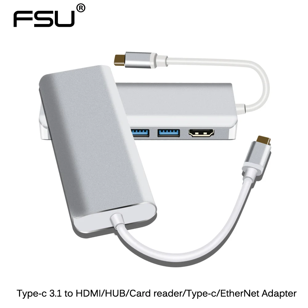 

USB 3.1 Type C To HDMI Adapter 5 in 1 High Quality Type-C to HDMI/Type-c/SD Card/USB/Ethernet Converter Cable for MacBook Pro