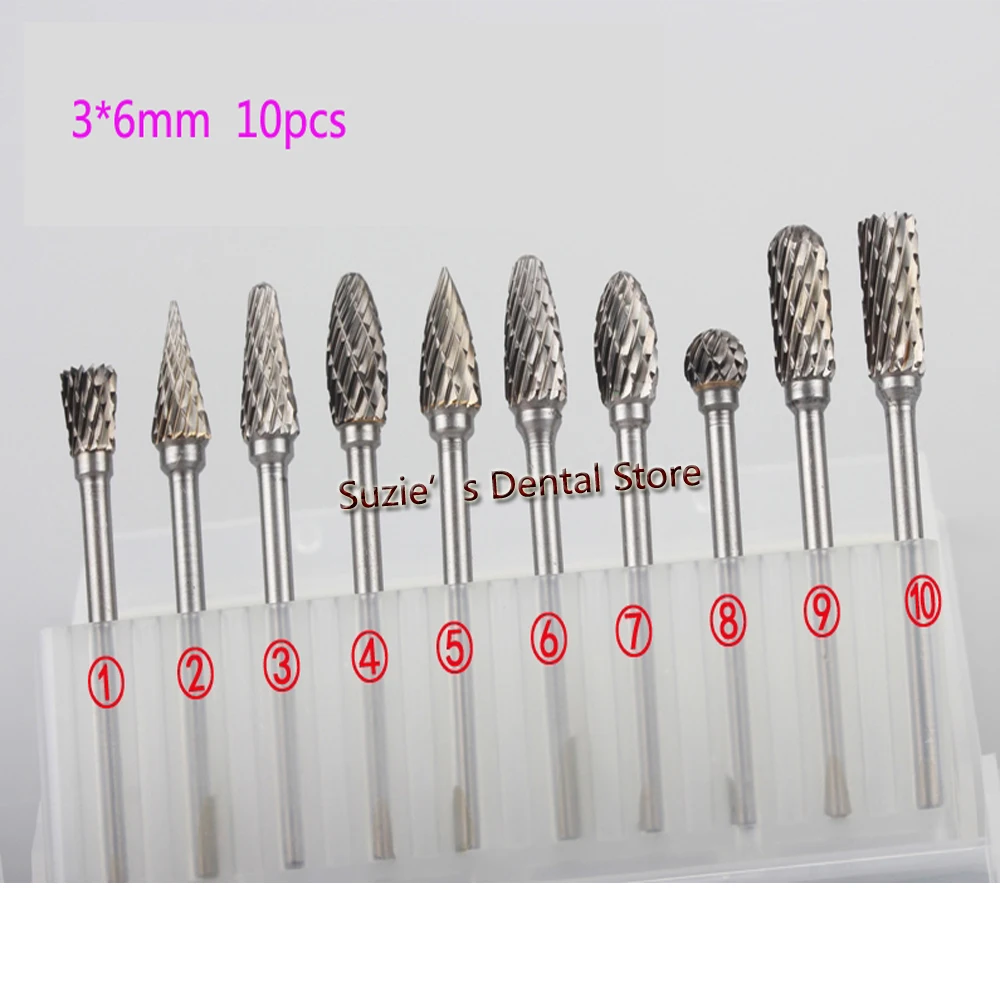 10pcs Dental Lab Polishing 3 *6mm grinding high hardness tungsten
