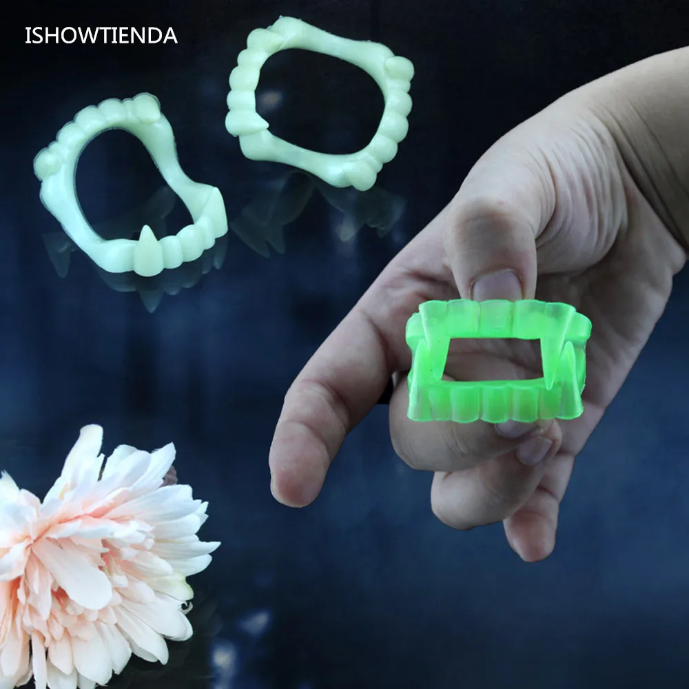 

ISHOWTIENDA Devil Tooth Fangs Caps Zombie Vampire luminous Dentures Halloween Party Props Halloween Devil Tooth New