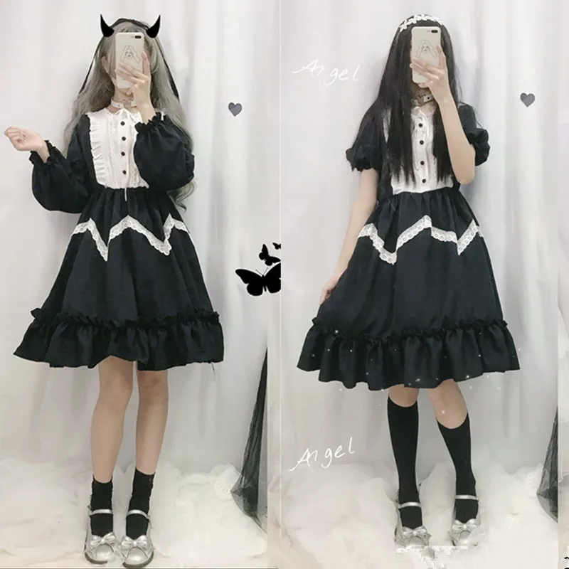 LISM Summer Japanese Lolita Vintage Dress Female Soft Girl Wind Cute Fungus Lace Short Sleeve -Zentai shop online HTB1VB9PXA9E3KVjSZFGq6A19XXaw.jpg