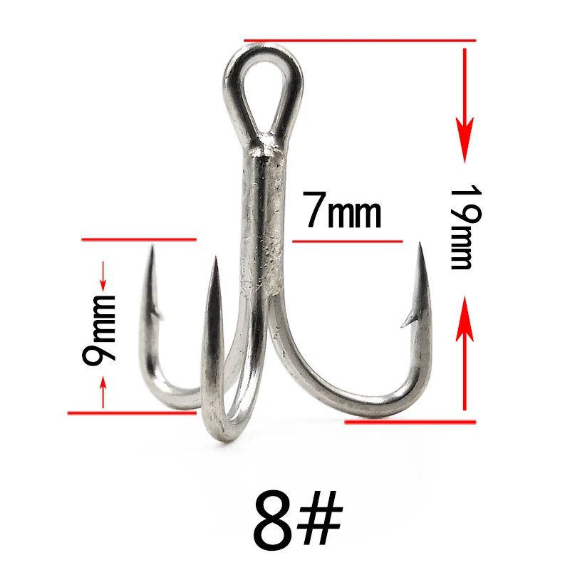 20 шт./лот супер сильный острый Рыболовный крючок 4X Четырехместный Высокоуглеродистая сталь тройные морские крючки Якорь Морской рыболовный крючок size8-4/0 - Цвет: Size  8 white
