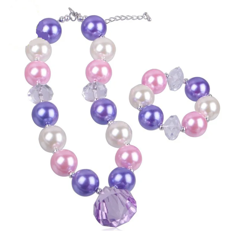 2set/lot Kids Favorite Jewelry Set Gift 2015 Sale Real Girls Purple