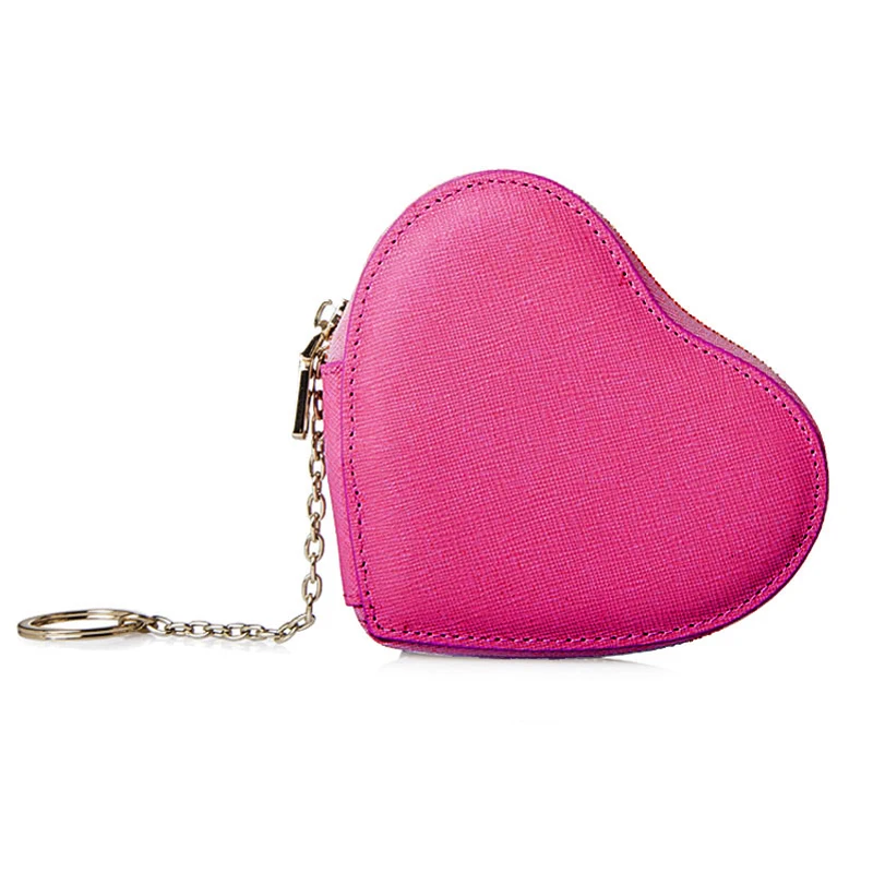 Женский милый кошелек в форме сердца из натуральной кожи на молнии для ключей, кошельки для монет, Дамская Мини Сексуальная сумка для ключей, ключница, милый чехол для ключей