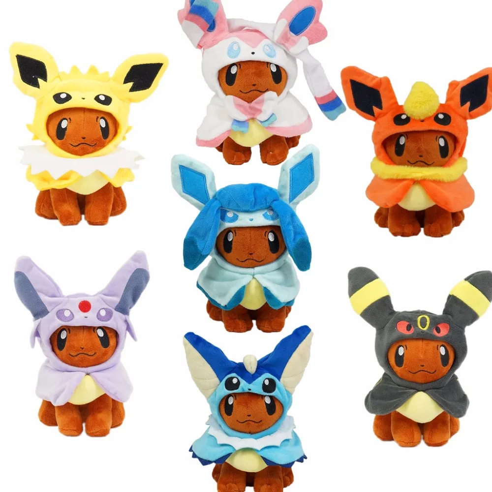 7 видов стилей " Eevee пончо Umbreon Espeon Jolteon Vaporeon Sylveon Flareon плюшевые куклы мягкие игрушки