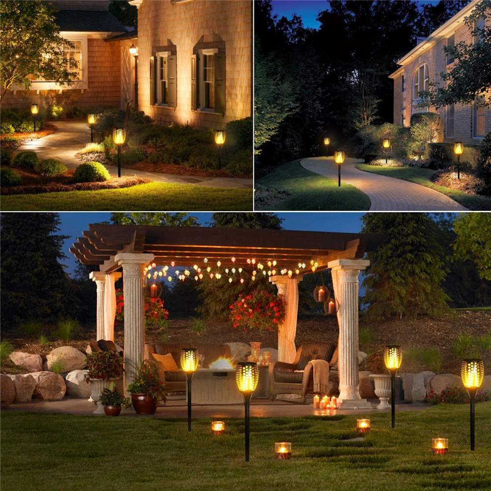 Decoração da Lâmpada à Prova Luz da Tocha Luz do Jardim ao ar Chama Bruxuleante Solar Gramado Lâmpadas Dança Realista d' Água Livre Led 20 Cheap Lâmpadas solares