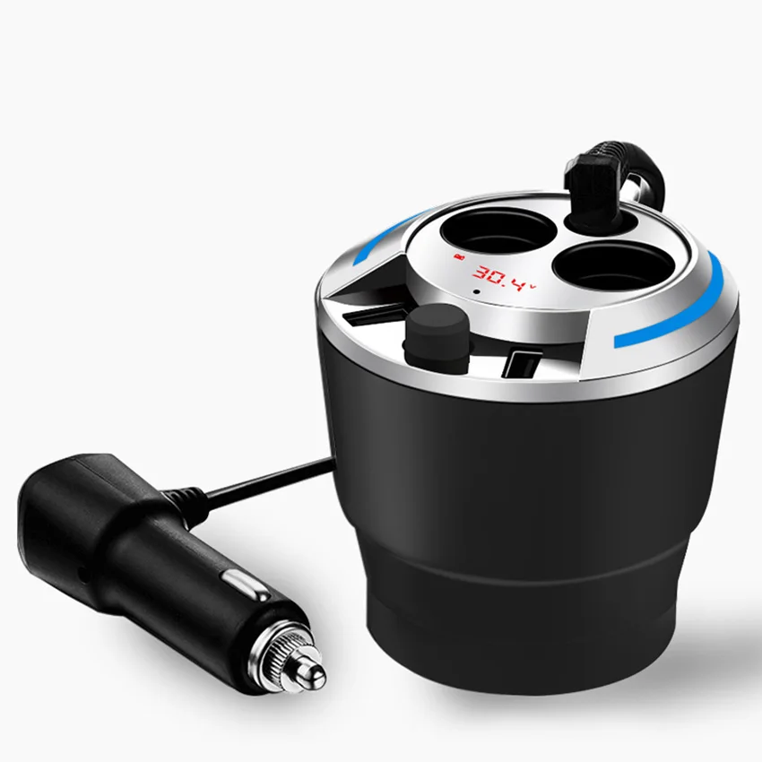3в1 USB Автомобильное зарядное устройство 10А быстрое зарядное устройство для телефона с ЖК-дисплеем прикуриватель автомобильное зарядное устройство чашка для Iphone samsung huawei Xiaomi