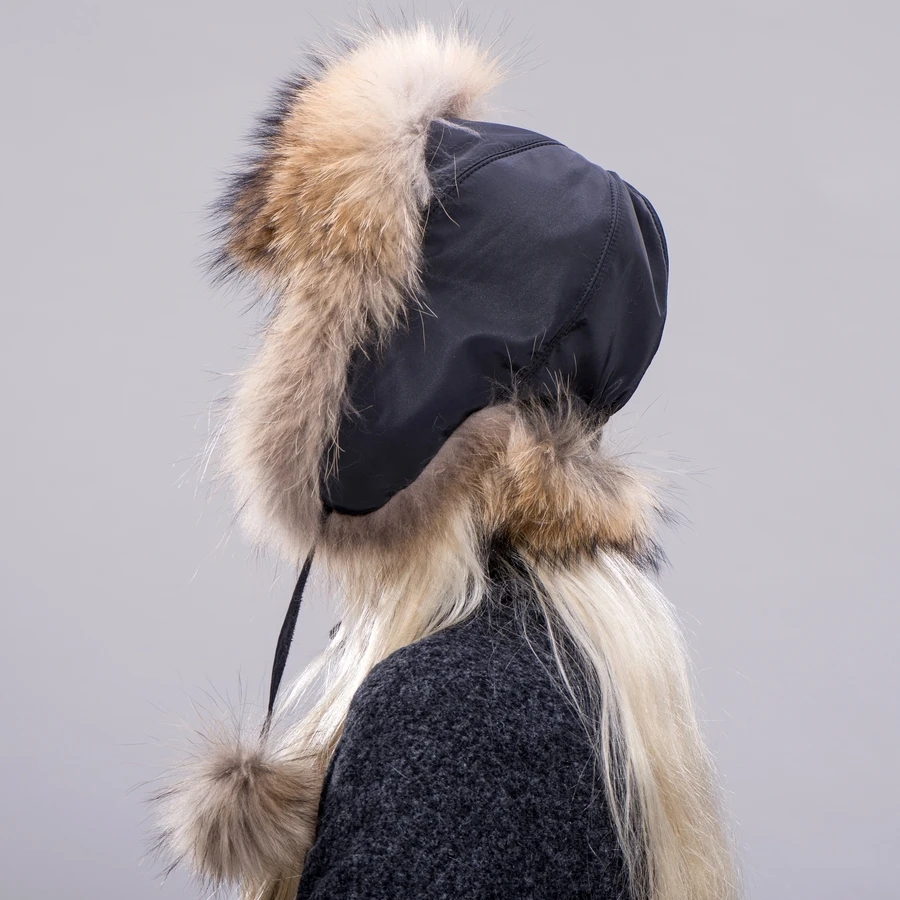 FXFURS меховая шапка для женщин из натурального меха енота лисы русские шапки
