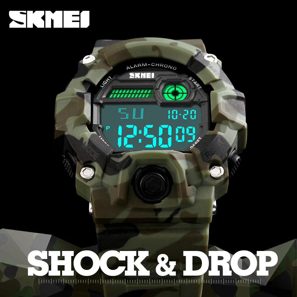 2017 SKMEI S Shock часы Для мужчин на открытом воздухе армейская камуфляжная Военная