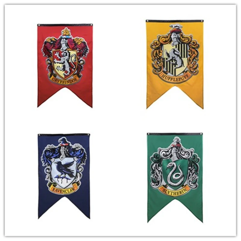 

Harry Potter Banners Gryffindor Slytherin Hufflerpuff Ravenclaw College Flag Party Supplies Home Decoration Boys Girls Kids Gift