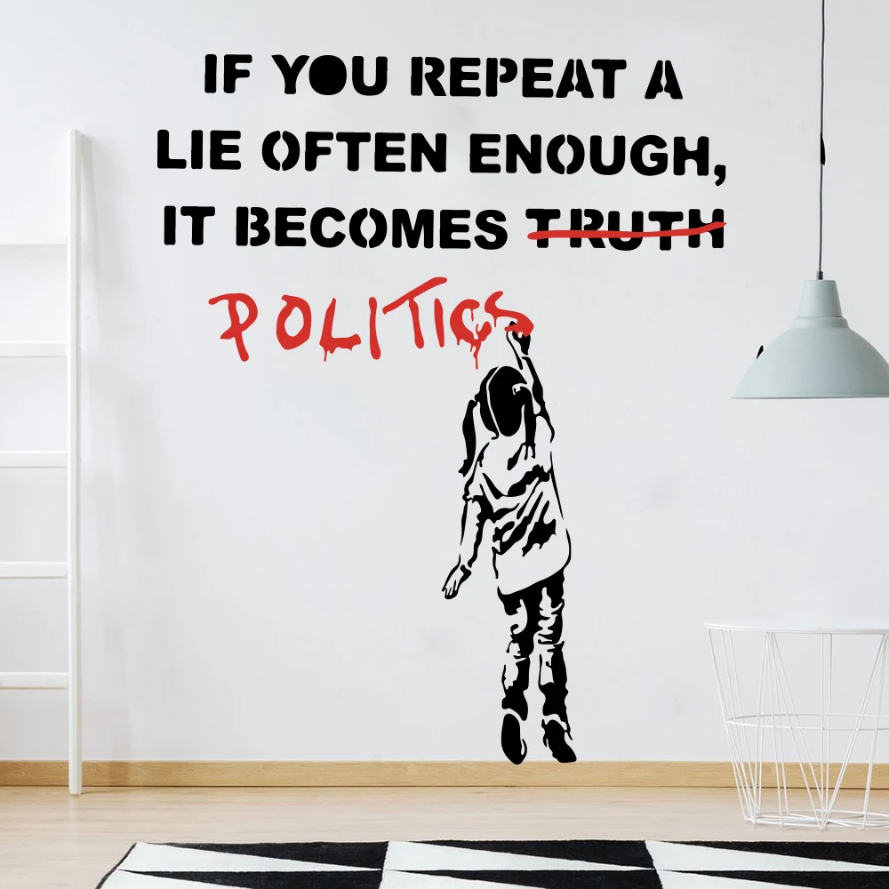 Banksy Politics Girl Wall Sticker Bedroom Playroom Graffitti Street Culture Politics Quote Girl  Wall Decal Vinyl Decor (2)