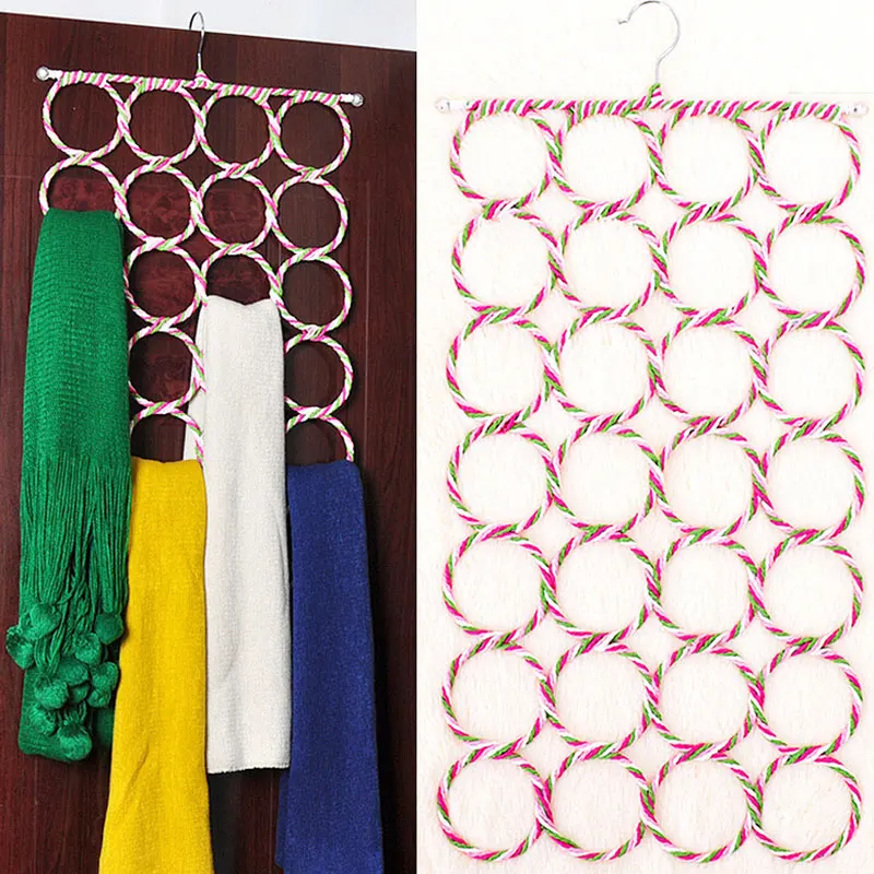 

28 Circle Fashion Color Circle Round Scarf Stand Multi-function Foldable Underwear Belt Rack Metal Storage Non-slip Hanger