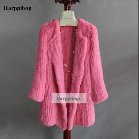

Women Rabbit Fur long style Jacket Fashion Genuine Knitted Rabbit Fur Coat 2017 New Natural Fur Irregular Long Sleeves Outwear