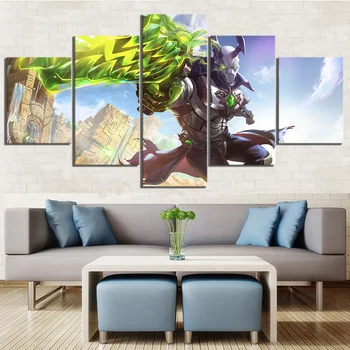 

5 Piece Heads Will Roll Paladins Cartoon Pictures Game Poster Artwork Canvas Art Wall Paintings for Home Decor